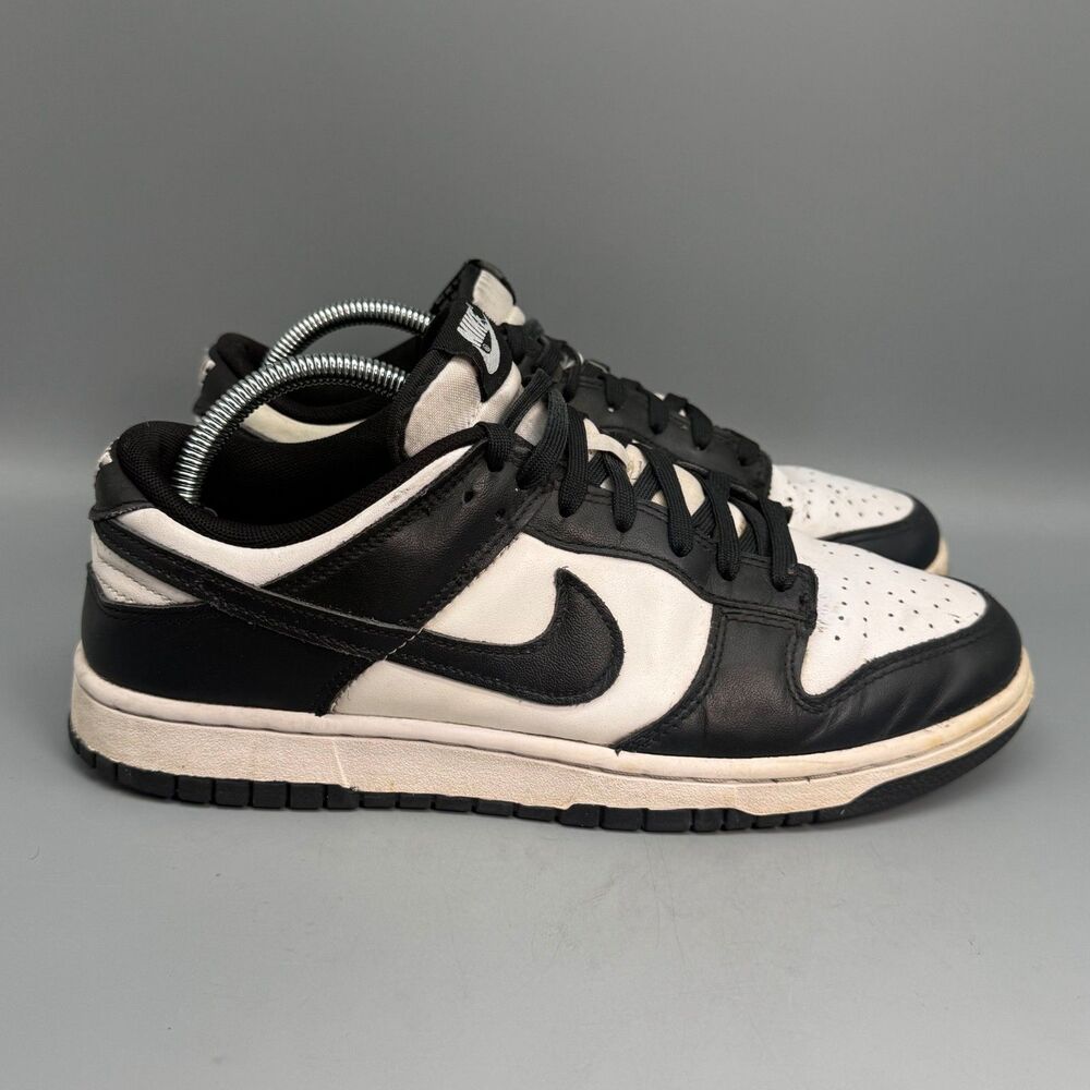 Nike Dunk Low Retro Men's 9 Black White Panda Leather Low Top Athletic Sneakers